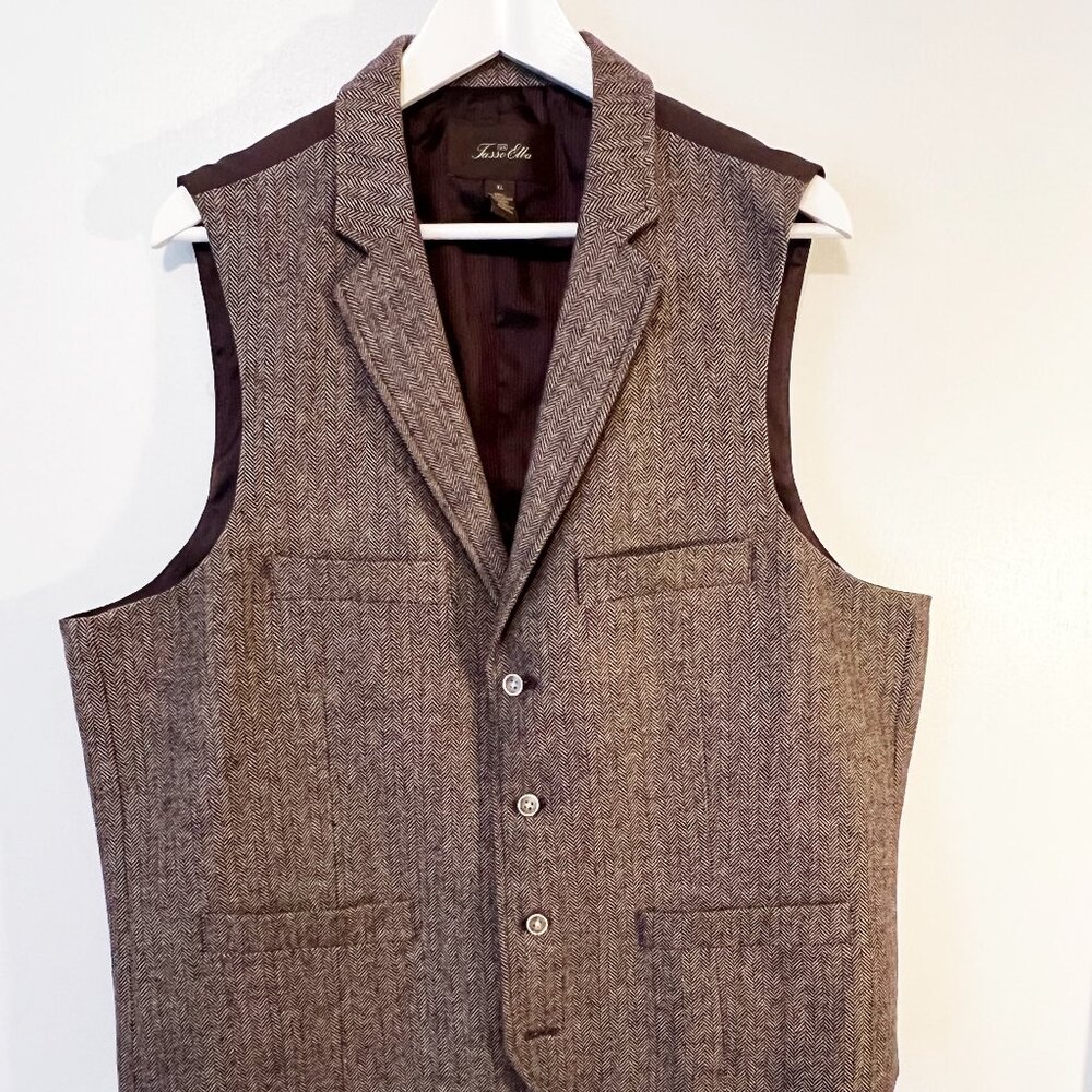 Men's Tasso Elba Vest w/Lapels, 4 Button, Blend, Size XL